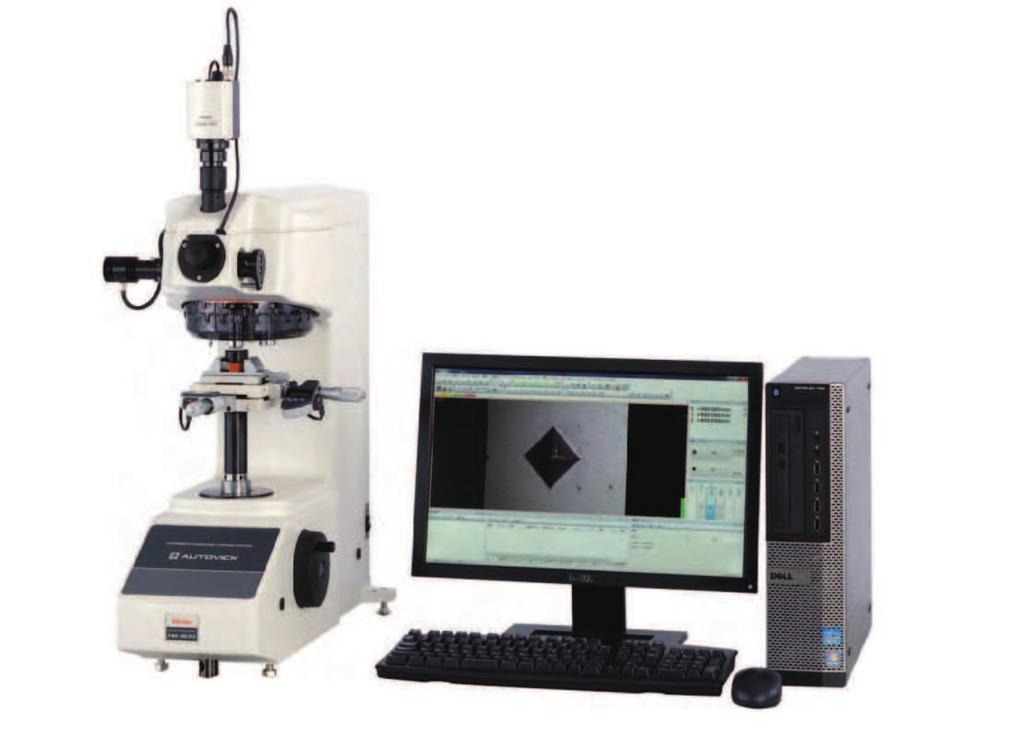 Twardościomierze Micro-Vickers HM-210/220 Wytwarzanie nacisku Elektromagnetyczne Automatyczne (obciążenie, działanie, odciążenie) Czas dociążania 0-999 s (przyrosty 1s) Odległość robocza 50X = 2,5