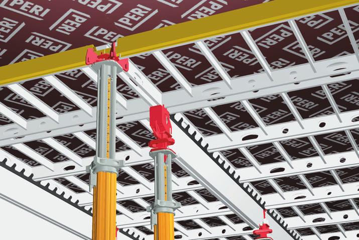 SKYDECK Kompensacje luk, deskowanie dookoła słupów Kompensacja podłużna Do kompensacji podłużnej luk o długości do 1,50 m używane są płyty SDP z głowicą podporową SSK oraz wstawki kompensacyjne.