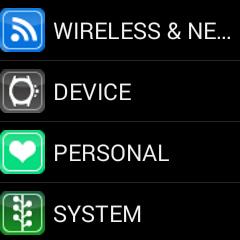 3.3. Główne ustawienia 1. SIECI: WiFi, Bluetooth, użycie danych, Hotspot WiFi, tryb samolotowy 2. URZĄDZENIE: Profile dźwięku, wyświetlacz, pamięć, bateria, aplikacje 3.