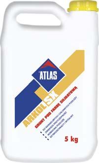 FARBY ELEWACYJNE ATLAS ARKOL SX grunt pod farbę silikatową do nasiąkliwych i chłonnych podłoży zwiększa przyczepność wzmacnia podłoże szybkoschnący i wydajny Przeznaczenie Gruntuje podłoża pod farby