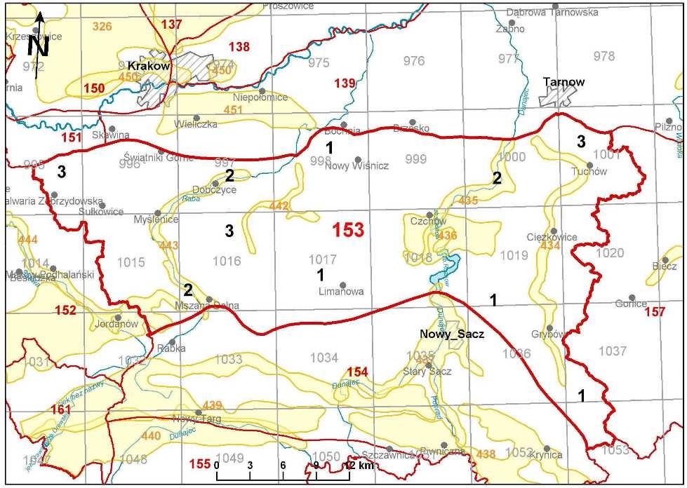 5.4.4. Stan wyjściowy - wody podziemne Gmina Dobczyce znajduje się na terenie jednolitej części wód podziemnych nr 153 (kod: PLGW2200153) oraz nr 139 (kod: PLGW2200139). Rysunek 5.