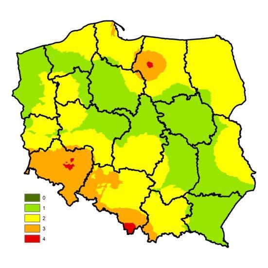 150 kształtuje się w przedziale od średniego grupa 4 i grupa 7 do słabego grupa 2 i grupa 5 (tab. 1.). Grupa 4 obejmuje 30 nadleśnictw należących do 9 rdlp.