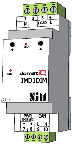 Katalog modułów AKTORY IMD1DIM Moduł ściemniacza Moduł jednokanałowego ściemniacza do montażu na szynie DIN, szerokość 2M 1 kanał do regulacji natężenia oświetlenia, o mocy do 300 W, przy napięciu