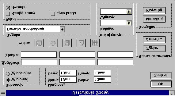Okno dialogowe Ustawienia Strony ZamknπÊ arkusz i