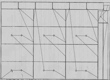 Rys. 13. Elementy rozmieszczone na arkuszu. Blacha o grubości 3. Parametry: liczba 15, długość 44 m [wykres] Fig. 13. An Elements disposed on the sheet. A sheet metal plate 3 thickness.