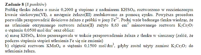 Zadanie 1. Mieszanina chloru i wodoru ma w warunkach normalnych gęstość 1g/dm3. Mieszaninę zapalono i po oziębieniu rozpuszczono w wodzie.