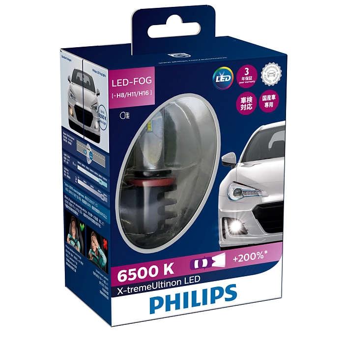 2017-11-01 PHILIPS LED H8/H11/H16 12V 9W PGJ19-1/2/3 Fog White Oświetlenie przeciwmgielne LED Philips X-tremeUltinon jest wyposażone w doskonałej jakości diodę LUXEON LED o temperaturze barwowej 6500