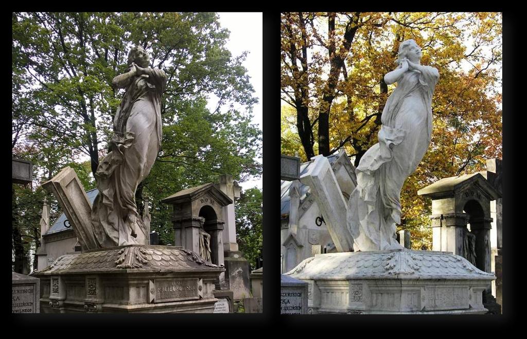 Pomnik nagrobny na Starych Powązkach przed i po