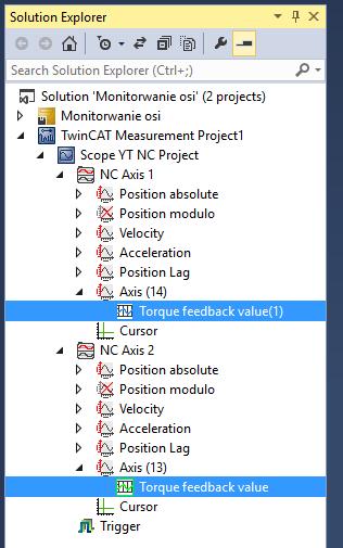 Dodawanie do wykresu zmiennej Torque 1. Dla każdego wykresu należy dodać oddzielnie zmienną Torque. 2. Kliknij PPM na NC Axis X w Solution Exploler i dodaj nową oś: New Axis 3.