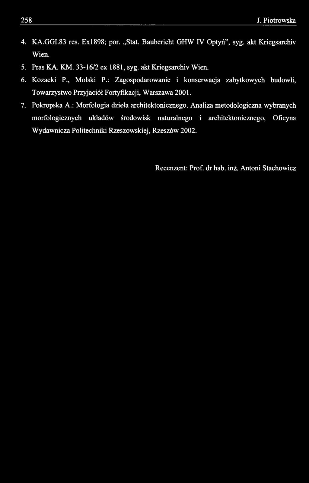 Warszawa 2001. 7. Pokropska A.: Morfologia dzieła architektonicznego.