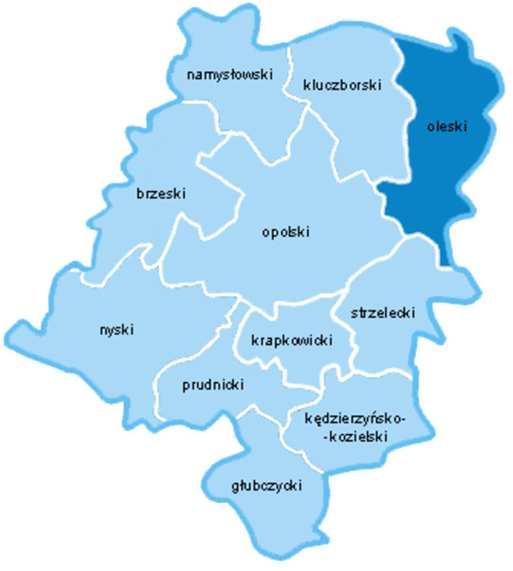 3. CHARAKTERYSTYKA POWIATU OLESKIEGO Powiat oleski połoŝony jest w północno-wschodniej części województwa opolskiego.