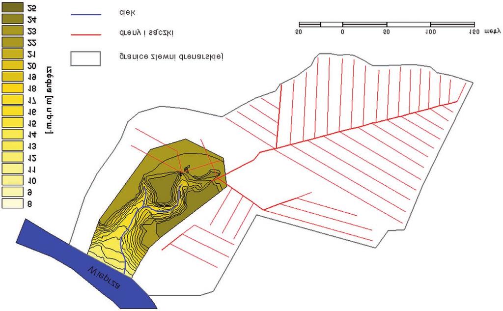 Borders of underdrainage catchment of analyzed erosion valley Ryc. 3.
