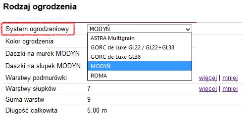 5. PROJEKTOWANIE OGRODZENIA MODYŃ 5.1.
