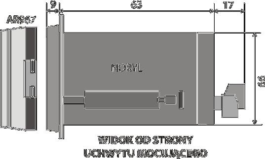 Okno tablicy 138 x 67 mm (S x W) Pokrywa ochronna IP54 AR967 (opcja) Mocowanie uchwytami z boku obudowy Przekroje przewodów 2,5mm 2 (zasilanie i wyjścia 2-stanowe), (dla złącz rozłącznych) 1,5mm 2