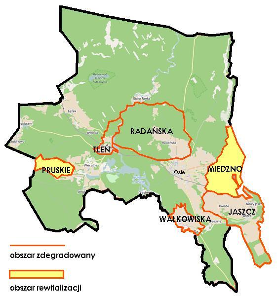 przez RPO WK-P. Obszary te łącznie zamieszkuje 8,81% mieszkańców gminy i zajmują one 4,36.% obszaru gminy. Tabela 10.