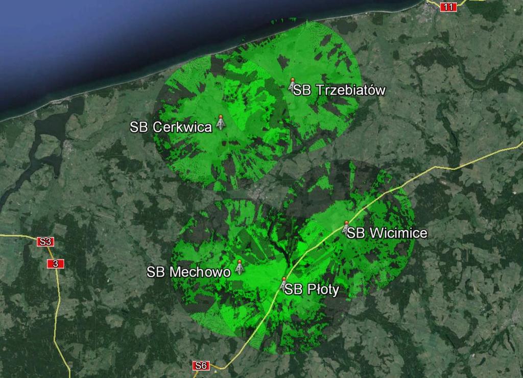 ze stacji bazowej powinna posiadać 3 sektory 120 stopniowe. Zastosowany sprzęt musi pracować w paśmie licencjonowanym w paśmie 5.9-6.4 GHz.