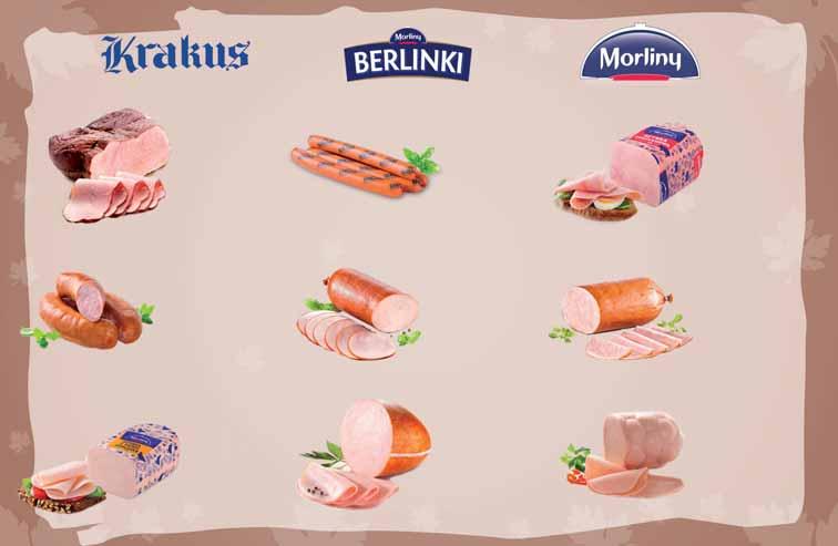 BERLINKI 15 kg Szynka konserwowa 21 kg Kiełbasa morlińska 18 kg Schabówka 22 kg