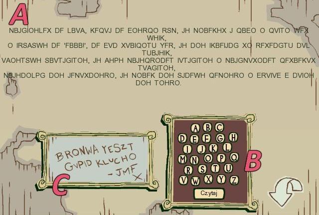 Żeby zamienić którąś z liter na inną, klikasz wybrany przycisk, a potem przycisk z literą, która powinna się znaleźć w tym miejscu. Np.