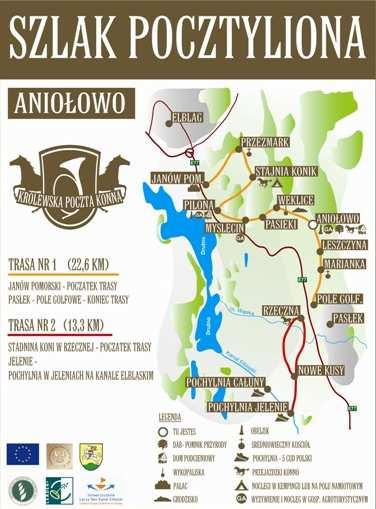 znakowany Szlak Pocztyliona Dwie trasy Szlaku Pocztyliona 22,6 km Janów Pom.