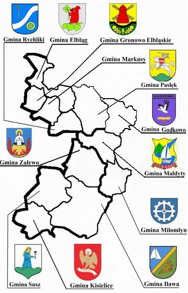 HARAKTERYSTYKA OBSZARU ozłóg g LSR GMINA ELBLĄG GMINA GODKOWO GMINA GRONOWO ELBLĄSKIE GMINA IŁAWA MIASTO I GMINA KISIELICE