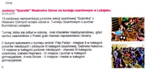 27 lutego na turnieju "Szukamy Talentów" od razu IV, a 28 marca na turnieju o Puchar