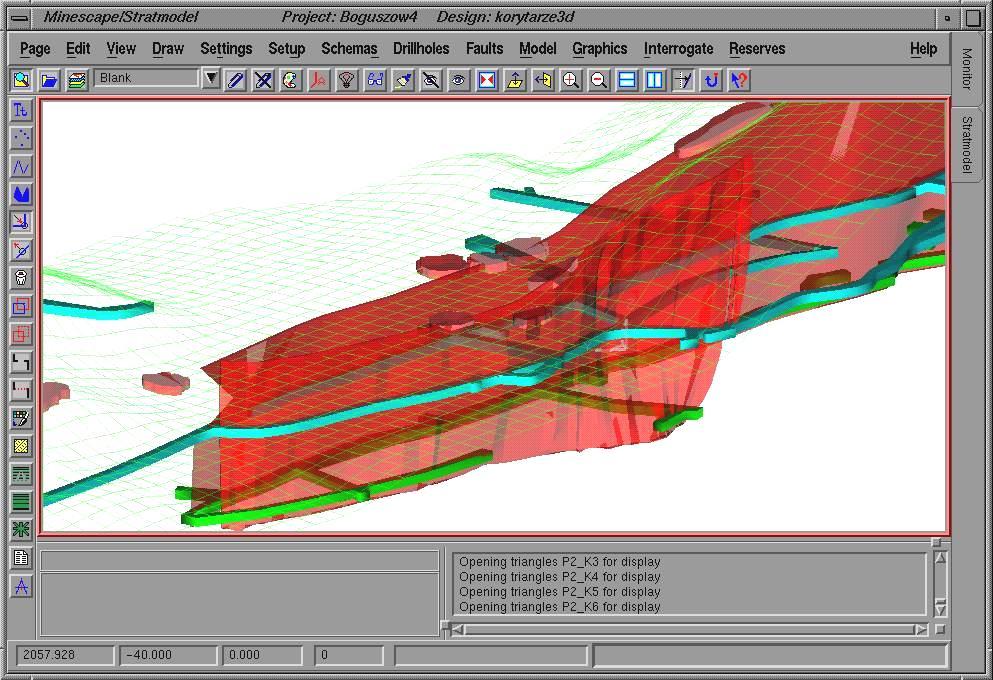 3 Localization of headings of level 1 and 2 in the area of shaft B Rys. 3.