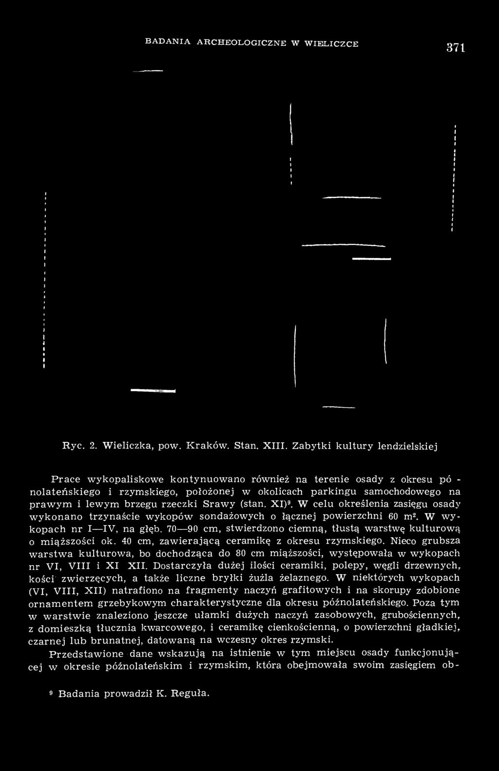 Nieco grubsza warstwa kulturowa, bo dochodząca do 80 cm miąższości, występowała w wykopach nr VI, VIII i XI, XII.