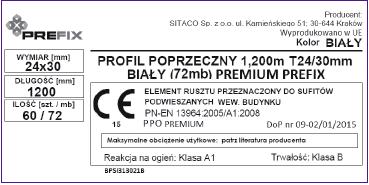 1. Uwagi ogólne Przed rozpoczęciem montażu sufitów podwieszanych należy sprawdzić zgodność dostarczonych wyrobów ze specyfikacją towarową oraz etykietą znajdującą się na opakowaniu (Rys. 1.