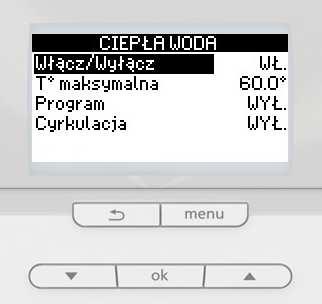 3. Właściwości i koncepcje Program pompy cyrkulacyjnej c.w.u. Program pompy cyrkulacyjnej (7 okresów wł./wył.) dla instalacji z pętlą cyrkulacyjną.
