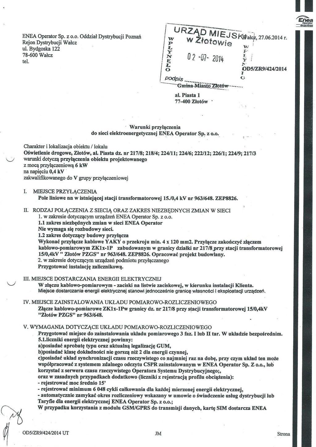 2.2 Warunki techniczne przyłączenia do sieci