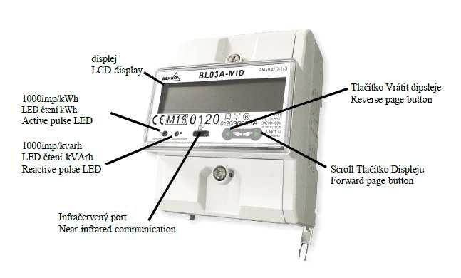 MANUÁL 3-fázový elektroměr BL03A-MID Obecné informace BM030L je 3-fázový, čtyř drátovy elektronický elektroměr.