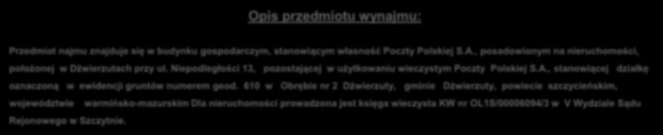 Niepodległości 13, pozostającej w użytkowaniu wieczystym Poczty Polskiej S.A.