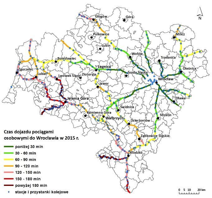 RAPORT Z REALIZACJI STRATEGII ROZWOJU WOJEWÓDZTWA DOLNOŚLĄSKIEGO 2020 W województwie dolnośląskim obserwuje się także dosyć dobrą sytuację w zakresie sieci kolejowej.