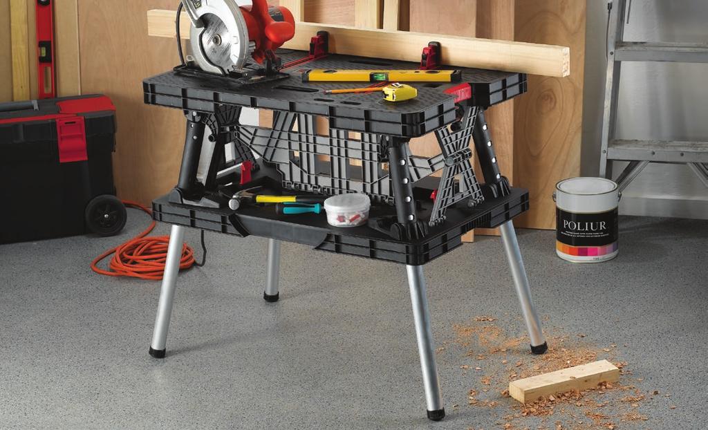 unfold system; two durable clamps of 30 cm/12 in the set; durability of a work surface up to 453