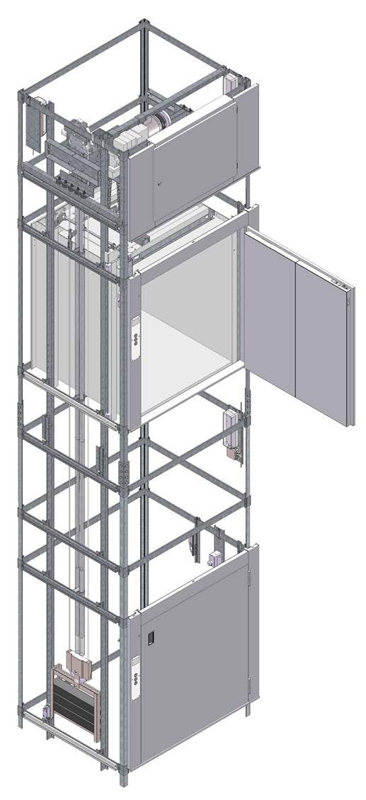 Güteraufzüge EN 81-31 / Maschinenrichtlinie 2006/42/EG Basisdaten: Tragkraft 300 1000 kg Bis zu 3 Zugangsseiten Förderhöhe bis 12 m Schachttüren als 1- oder 2-flg.