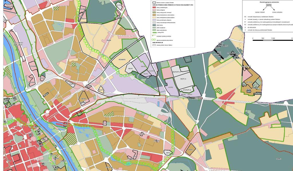 SCHEMAT X rejony wniosków Targówek, w tym mające charakter przekształceń struktury urbanistycznej miasta Wnioski na tle ustaleń Studium struktura funkcjonalna 1.