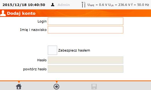 Kliknięciem w białe pole wywołuje się klawiaturę (ekran poniżej), za pomocą której należy wpisać login, imię i nazwisko oraz, w razie potrzeby, po