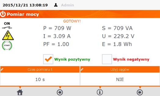 Wcisnąć przycisk START. Pomiar można zakończyć przed ustawionym czasem przyciskiem STOP.