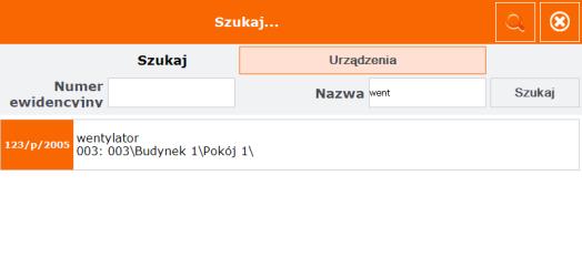 5.3 Opcja Szukaj w pamięci W celu usprawnienia znalezienia obiektu lub urządzenia w pamięci dodano funkcję przeszukiwania pamięci.