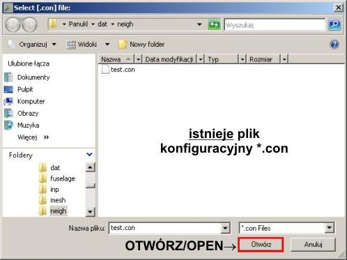 Sposób działania Możliwość 1 posiadamy zapisany na dysku plik konfiguracyjny *.con Po wywołaniu funkcji CONNECT TWO GRIDS zostaje wyświetlone okno Rys.