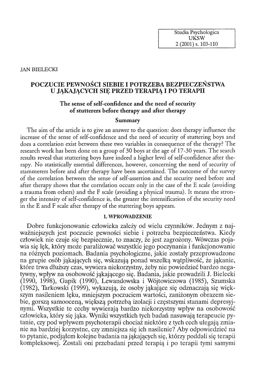 Studia Psychologica UKSW 2 (2001) s.