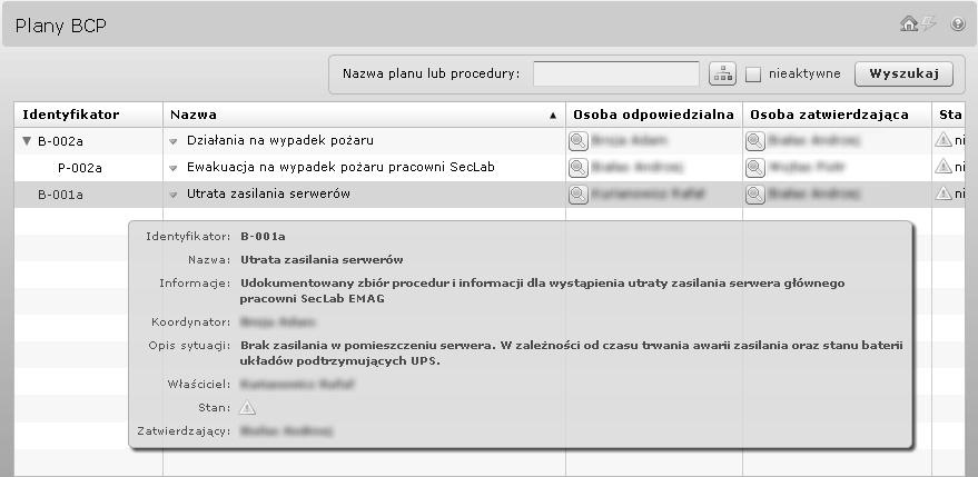 Opis zgłoszenia zdarzenia w pracowni SecLab Na wypadek wystąpienia incydentów dotyczących najbardziej prawdopodobnych