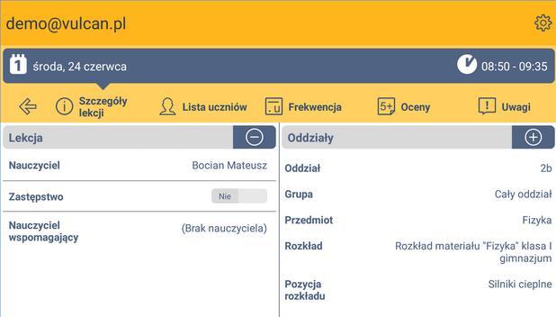 Korzystanie z aplikacji mobilnej Lekcja + 73 3. Określ czy jest to zastępstwo. 4. Zaznacz, czy przedmiot wlicza się do frekwencji. 5.