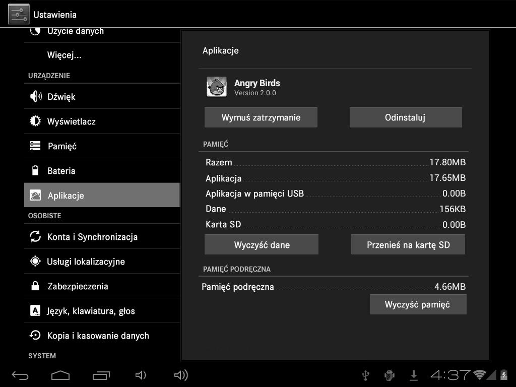 Instrukcja obsługi 7. Muzyka Wyszukiwanie i odtwarzanie muzyki 1. Na ekranie głównym dotknij przycisku Application (Aplikacja). 2. Dotknij opcji Music (Muzyka), a następnie Songs (Utwory). 3.