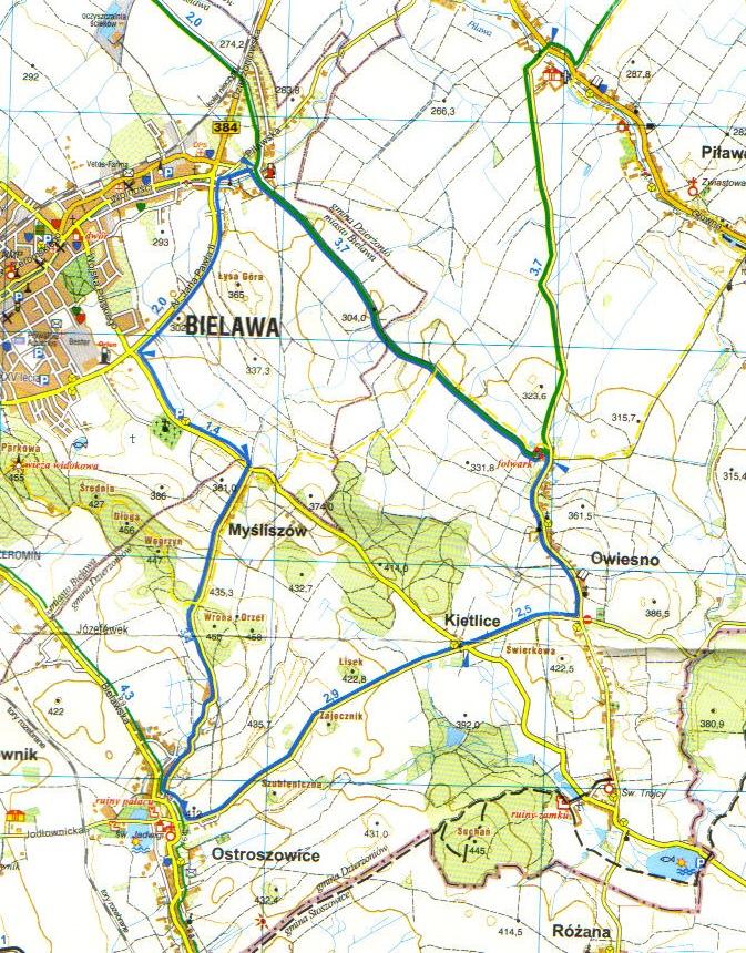 TRASA ROWEROWA SZLAK ZIELONY DZIER?ONIÓW BIELAWA OWIESNO PI?