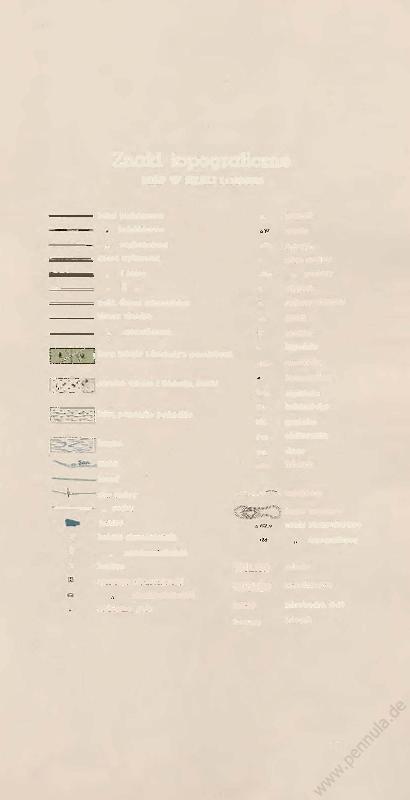Znaki topograficzne MAP W SKALI 1:100.000 kolej wielotorowa Jednotorowa. wqskotorowa szosa wyborowa, I klasy. n,.