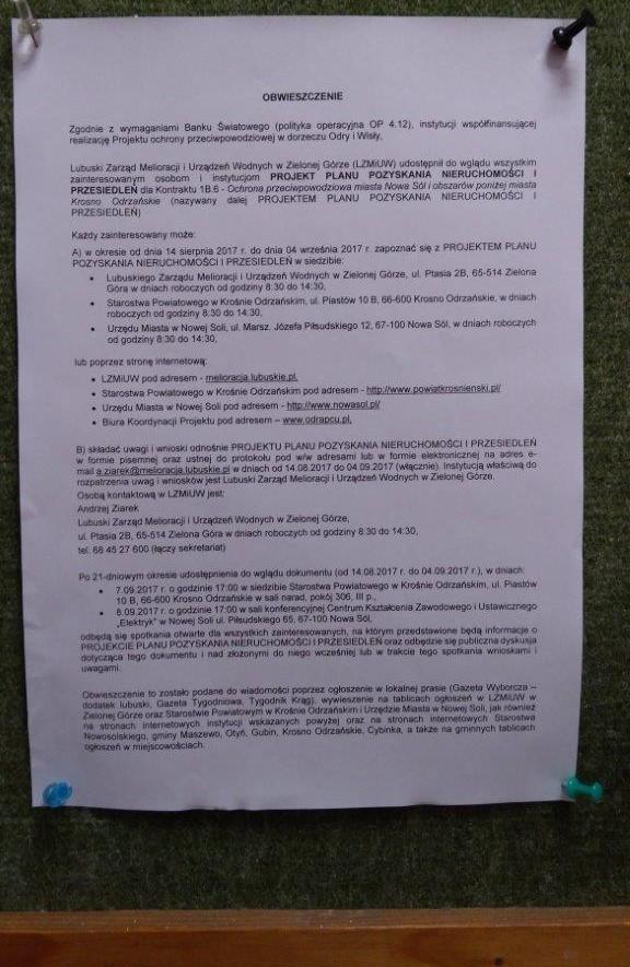 Obwieszczenie to zostało również podane do