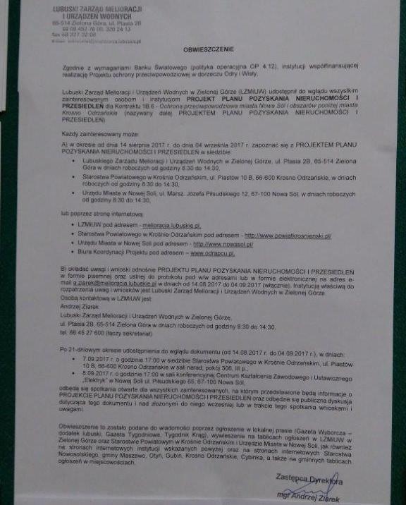 na tablicy w Urzędzie Gminy