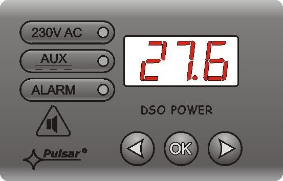 5.3. Panel kontrolny. Zasilacz wyposażony jest w panel z przyciskami i wyświetlaczem LED umożliwiający odczyt parametrów elektrycznych oraz odczyt stanu zasilacza.