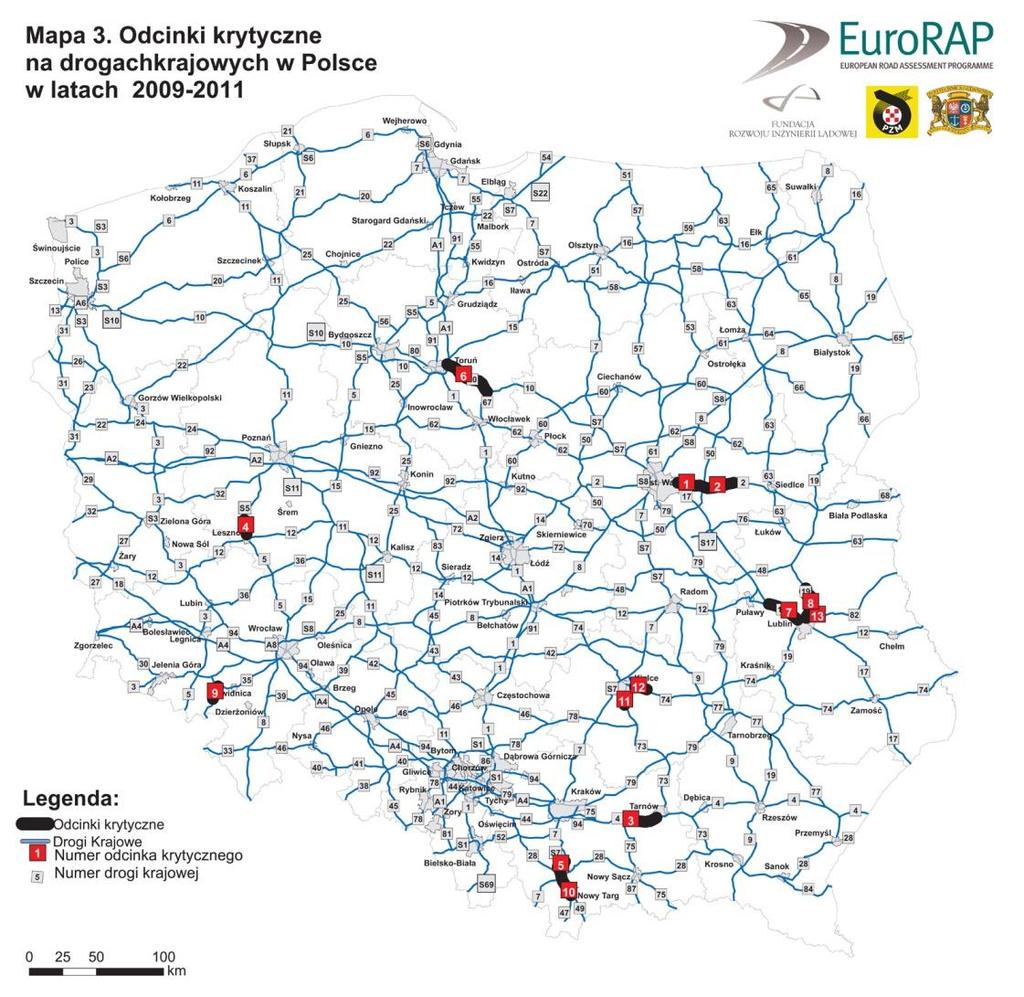 2. Odcinek Lublin Lubartów jest najbardziej niebezpiecznym odcinkiem Zidentyfikowano 13 odcinków krytycznych, o